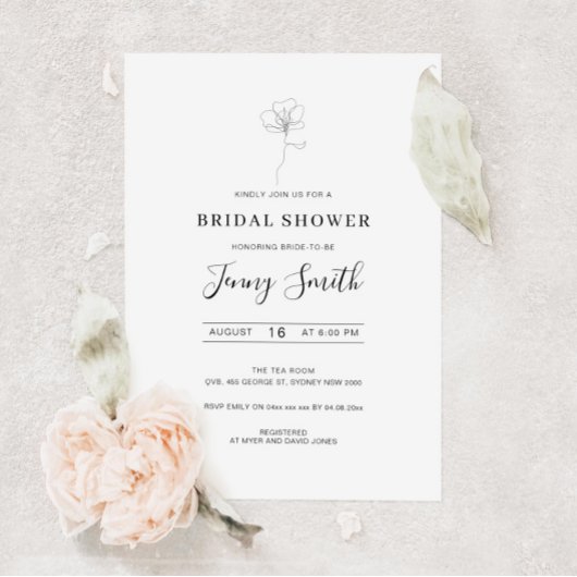 Brautparty mit illustrierter Blume Einladung