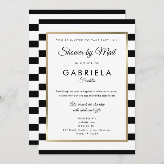 Brautparty mit klassischem Streifen nach Pfaden Einladung (Vorne/Hinten)