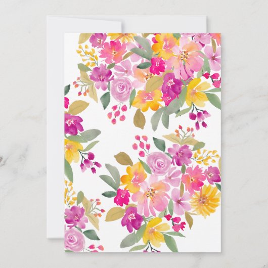 Brautparty mit leuchtend blühenden Blumen Einladung (Rückseite)