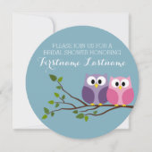 Brautparty mit Owl Couple auf Zweig Einladung (Vorderseite)