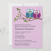 Brautparty mit Owl Couple auf Zweig Einladung (Vorderseite)