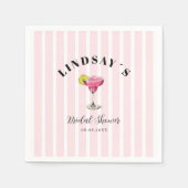 Brautparty mit Pink Stripe Cocktail Serviette (Vorderseite)