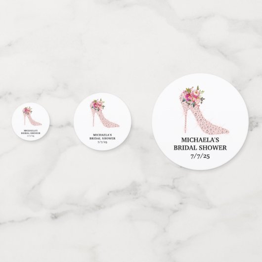 Brautparty mit rosa High Heels Konfetti (Rückseiten)