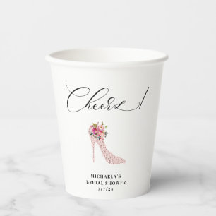 Brautparty mit rosa High Heels Pappbecher