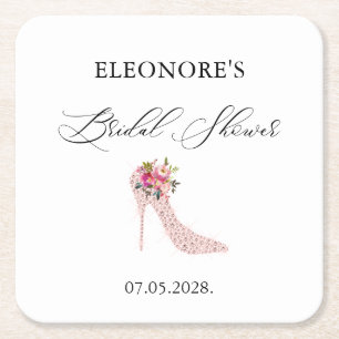 Brautparty mit rosa High Heels Rechteckiger Pappuntersetzer