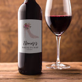 Brautparty mit rosa High Heels Weinetikett