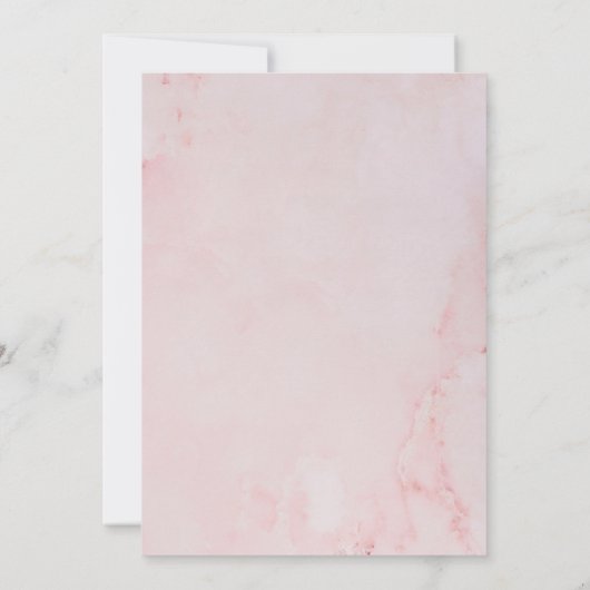 Brautparty mit rosa Marmor nach Mail Grüne Blätter Einladung (Rückseite)