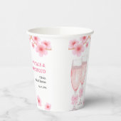 Brautparty mit rosa Schleife, Blüten und Prosecco  Pappbecher (Links)