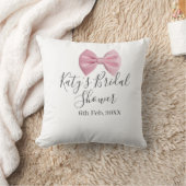 Brautparty mit rosa Schleife Name Datum Pastell st Kissen (Decke)
