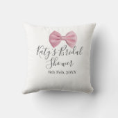Brautparty mit rosa Schleife Name Datum Pastell st Kissen (Rückseite)