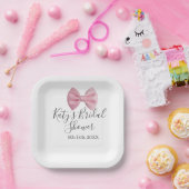 Brautparty mit rosa Schleife Name Datum Pastell st Pappteller (Party)