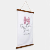 Brautparty mit rosa Schleife Name Datum Pastell st Wandteppich Mit Holzrahmen (Gewinkelt)