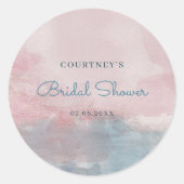 Brautparty mit rosa und blauer Wasserfarbe Runder Aufkleber (Vorderseite)