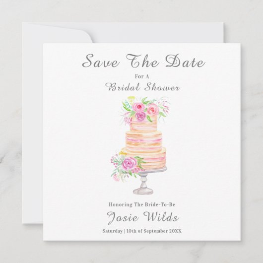 Brautparty mit Rose Save The Date (Vorderseite)