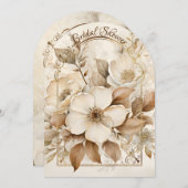 Brautparty mit Rosenrahmen und Weißrosen Einladung (Vorne/Hinten)