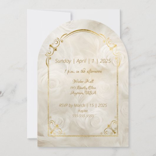 Brautparty mit Rosenrahmen und Weißrosen Einladung (Rückseite)