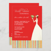Brautparty mit roten und farbigen Streifen lädt ei Einladung (Vorne/Hinten)