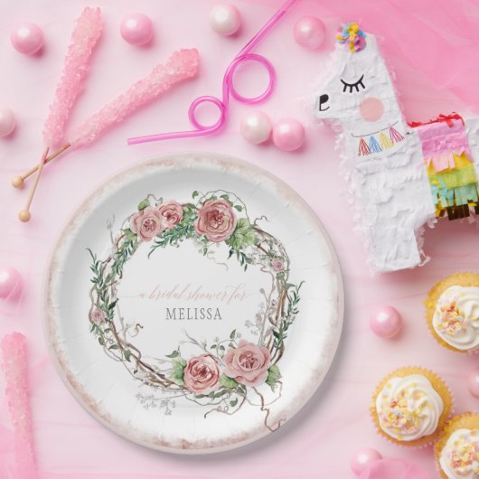 Brautparty mit rustikaler Rose Pappteller (Party)