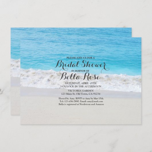 Brautparty mit Sand am Strand1 Einladung (Vorne/Hinten)