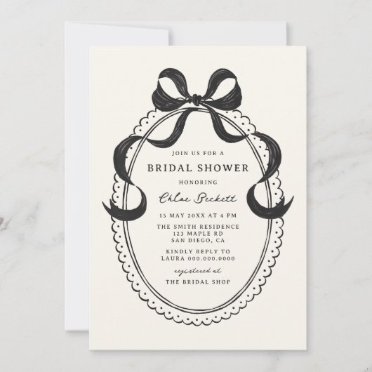 Brautparty mit schwarzer Hand Einladung (Vorderseite)