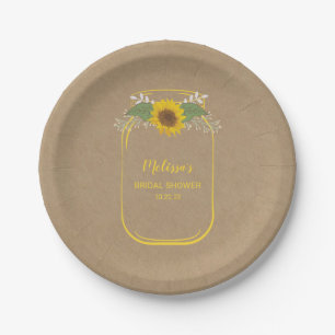 Brautparty mit Sonnenblumen, Glaskeramik Pappteller