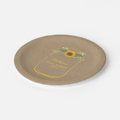 Brautparty mit Sonnenblumen, Glaskeramik Pappteller (Schrägansicht)