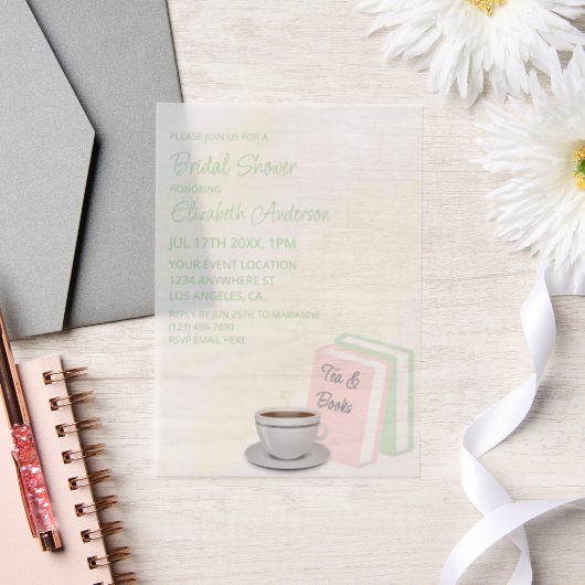 Brautparty mit Tee & Büchern Pergament Einladungen (Hochzeit)