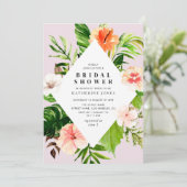 Brautparty mit tropischen Blätter Einladung (Stehend Vorderseite)