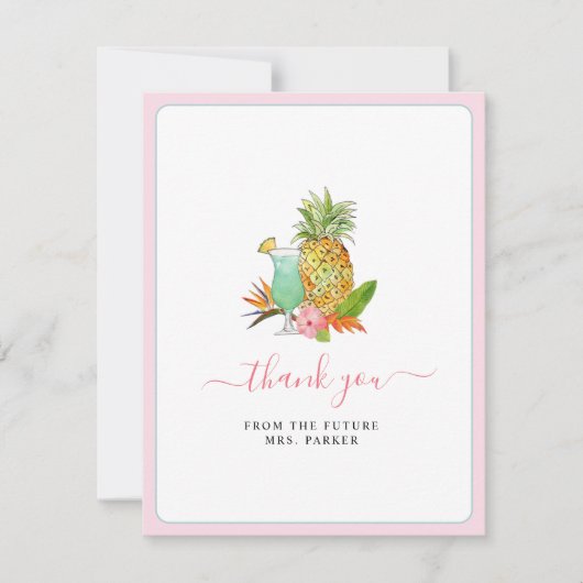 Brautparty mit tropischen Früchten dank Karte (Vorderseite)