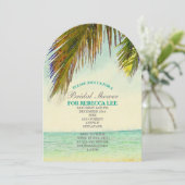 Brautparty mit tropischen Palmen Einladung (Stehend Vorderseite)