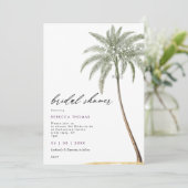 Brautparty mit tropischer Palme Einladung (Stehend Vorderseite)