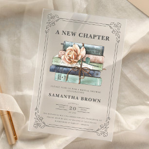 Brautparty mit Vintage-Blumenbüchern Acryleinladungen