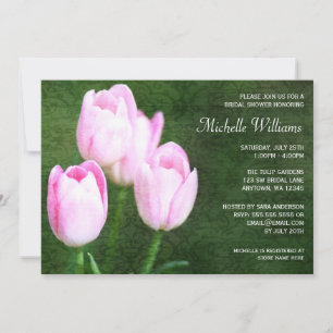 Brautparty mit Vintage-Rosa Tulpen Einladung