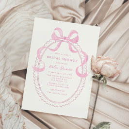 Brautparty mit weichem, rosafarbenem, handgezogene einladung