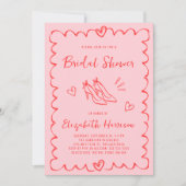 Brautparty mit weißem, rosa Rahmen Einladung (Vorderseite)