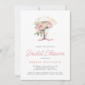 Brautparty mit weißen Regenbooten und rosa Peonies Einladung (Vorderseite)