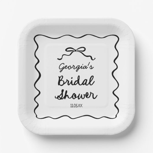Brautparty mit weißer Hand Pappteller (Vorderseite)