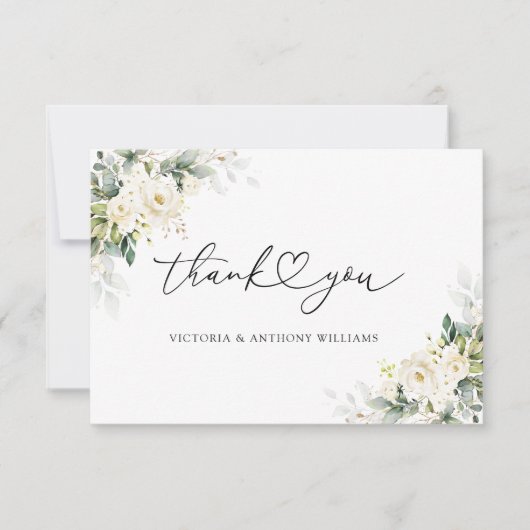 Brautparty mit weißer Rose Dankeskarte (Vorderseite)