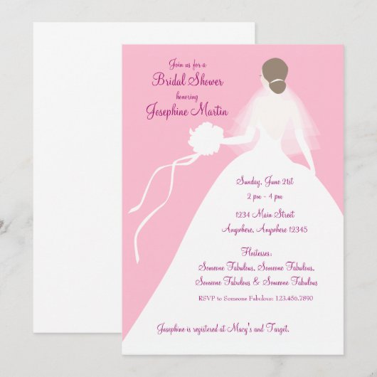 Brautparty Mittagessen Einladung (Vorne/Hinten)