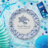 Brautparty Modern Beach Coral Indigo Shibori Pappteller (Party)