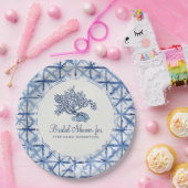 Brautparty Modern Beach Coral Indigo Shibori Pappteller (Party)