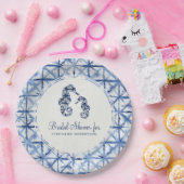 Brautparty Modern Beach Seepferd Indigo Shibori Pappteller (Party)