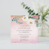 Brautparty Modern Butterfly Rose Rosa Kraut Einladung (Stehend Vorderseite)