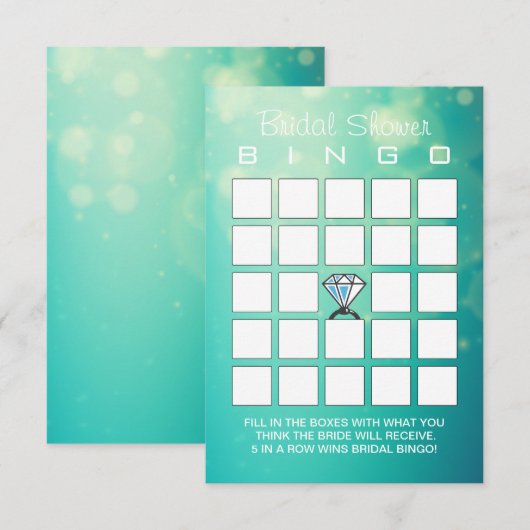 Brautparty Modern Diamantring Bingokarten (Vorne/Hinten)