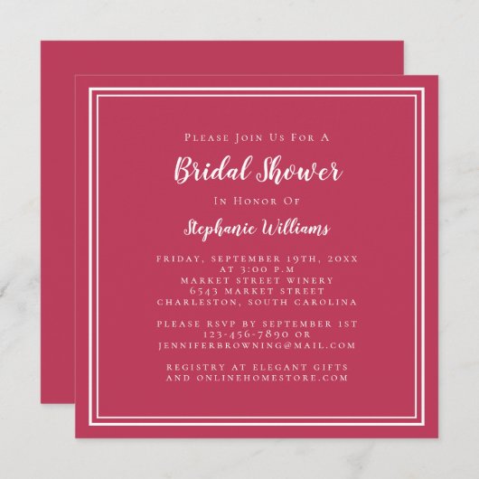 Brautparty Modern Elegante Einladung (Vorne/Hinten)