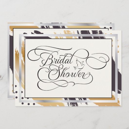 Brautparty | Modern Paint Strokes Typografie Einladung (Vorne/Hinten)