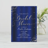 Brautparty Modern Silver Shine Glam Confetti Einladung (Stehend Vorderseite)