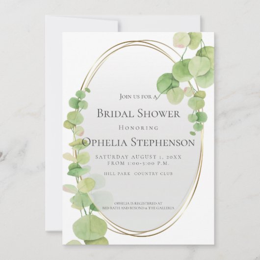 Brautparty | Modern Springtime Eucalyptus Einladung (Vorderseite)