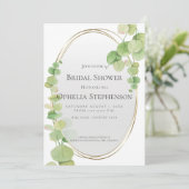 Brautparty | Modern Springtime Eucalyptus Einladung (Stehend Vorderseite)