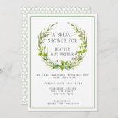 Brautparty Modern Watercolor Leaaath Green Einladung (Vorne/Hinten)